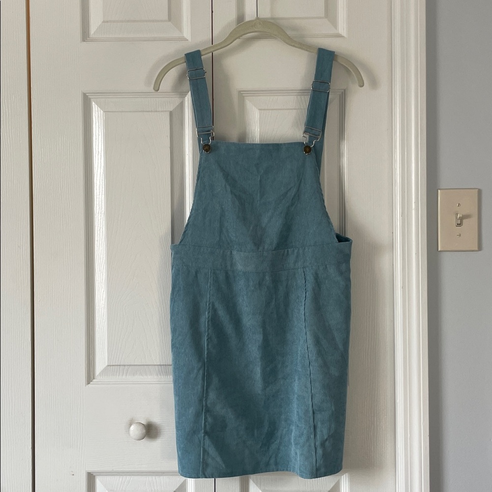 Light Blue Corduroy Pinafore Dress